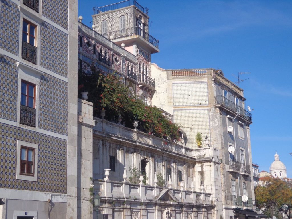 Tiled façades in the old town