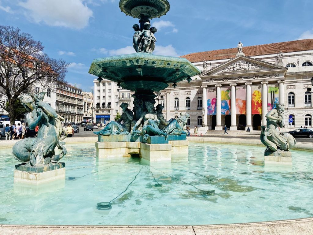 Fountain in Rossio square, Lisbon